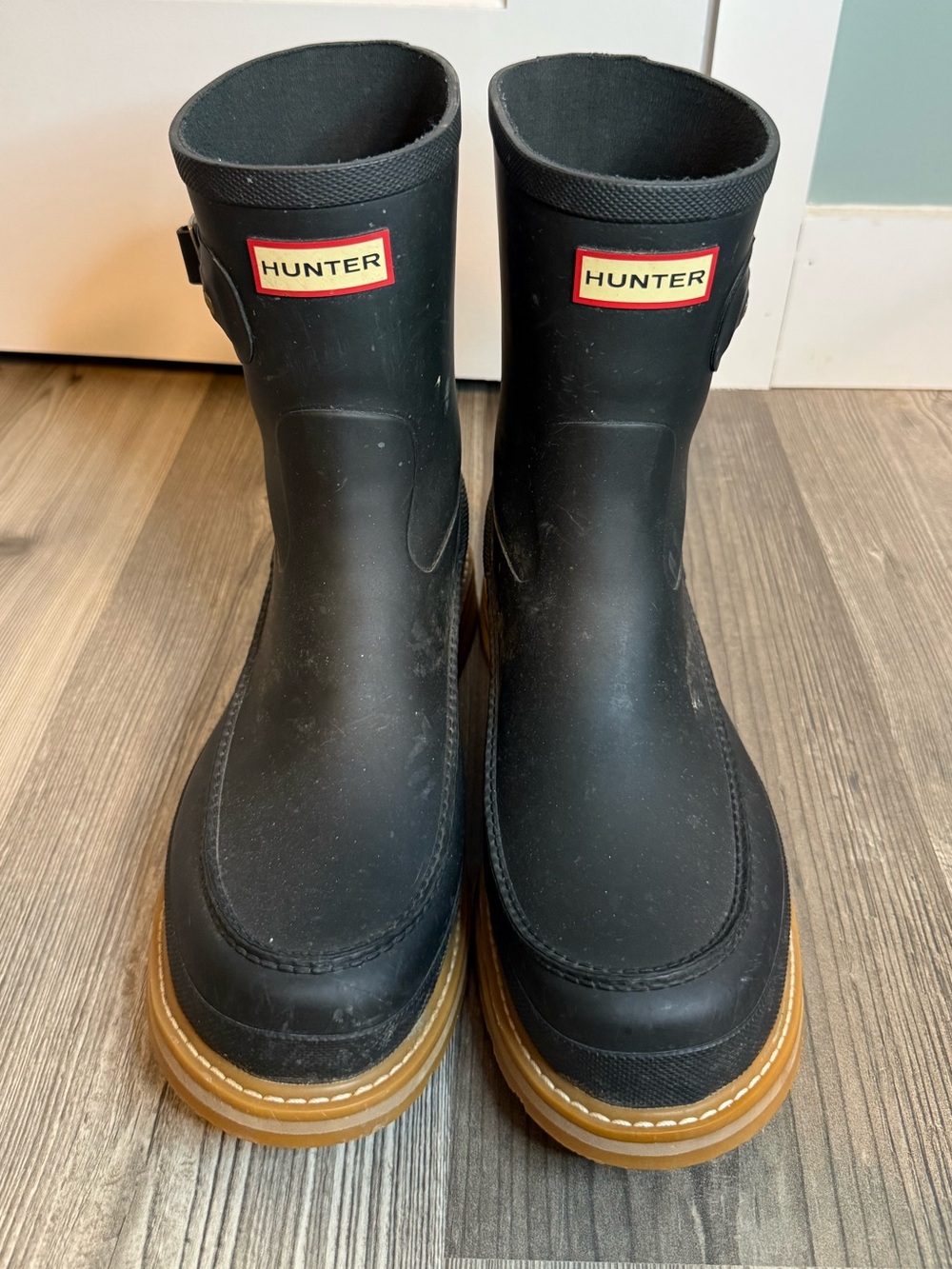 Hunter Black Moc-Toe Short Rain Boots